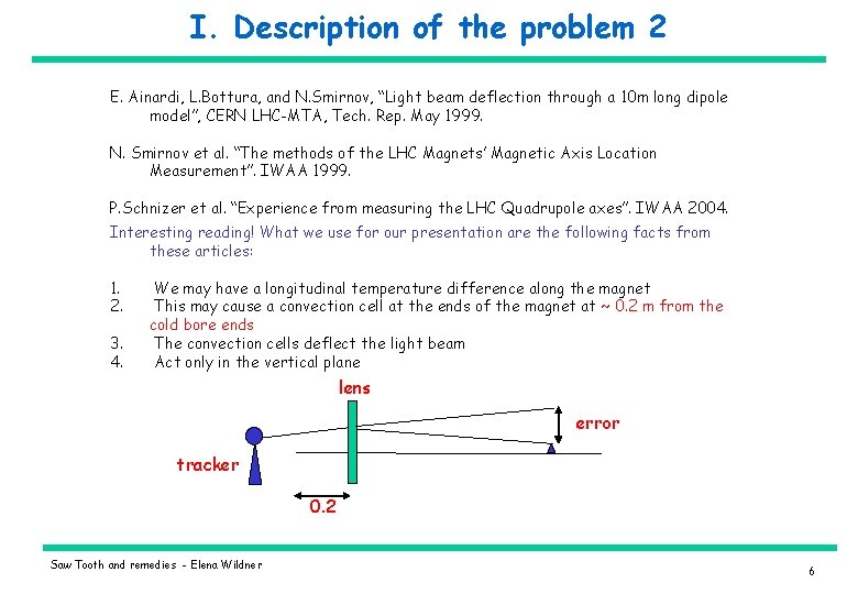 I. Description of the problem 2 E. Ainardi, L. Bottura, and N. Smirnov, “Light