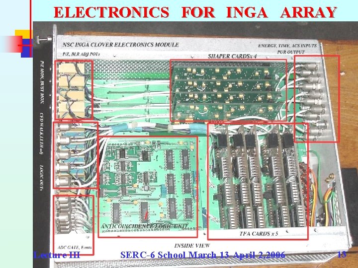 ELECTRONICS FOR INGA ARRAY Lecture III SERC-6 School March 13 -April 2, 2006 13 ELECTRONICS FOR INGA ARRAY Lecture III SERC-6 School March 13 -April 2, 2006 13