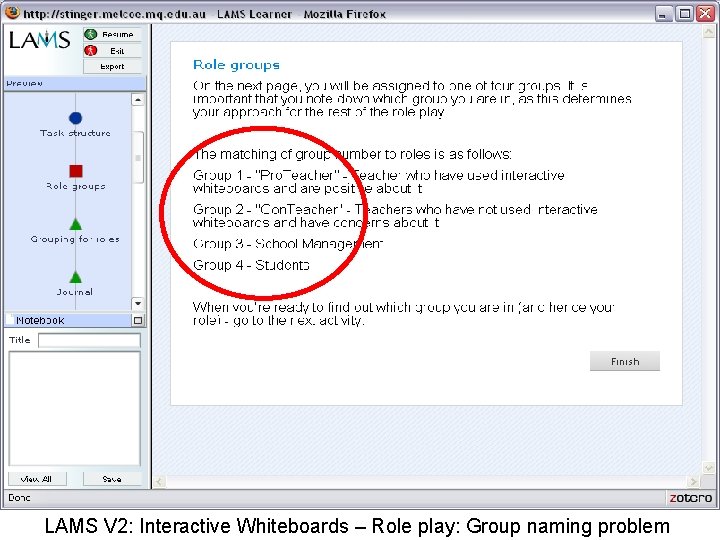 LAMS V 2: Interactive Whiteboards – Role play: Group naming problem 