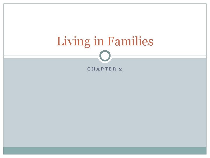 Living in Families CHAPTER 2 