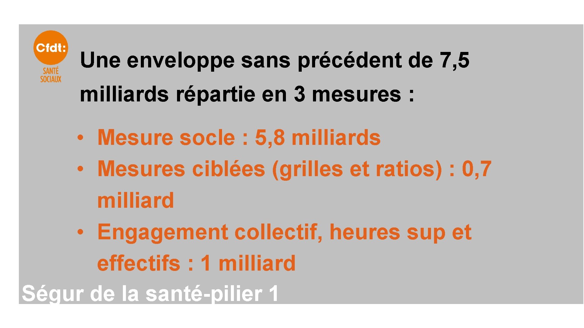 Une enveloppe sans précédent de 7, 5 milliards répartie en 3 mesures : •