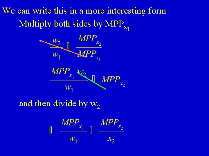 We can write this in a more interesting form Multiply both sides by MPPx