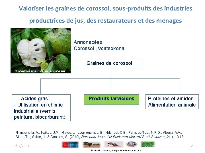Valorisation des graines de corossol Annona muricata source