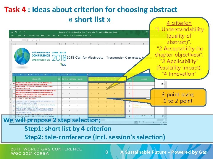 Task 4 : Ideas about criterion for choosing abstract « short list » 4