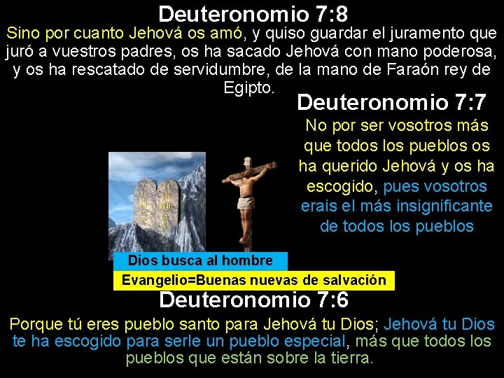 Deuteronomio 7: 8 Sino por cuanto Jehová os amó, y quiso guardar el juramento