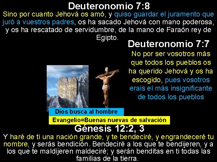 Deuteronomio 7: 8 Sino por cuanto Jehová os amó, y quiso guardar el juramento