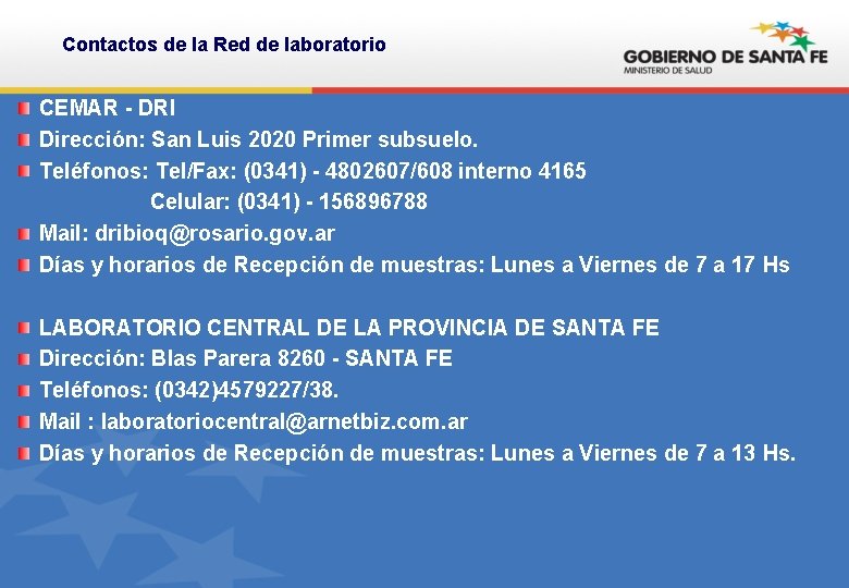 Contactos de la Red de laboratorio CEMAR - DRI Dirección: San Luis 2020 Primer Contactos de la Red de laboratorio CEMAR - DRI Dirección: San Luis 2020 Primer