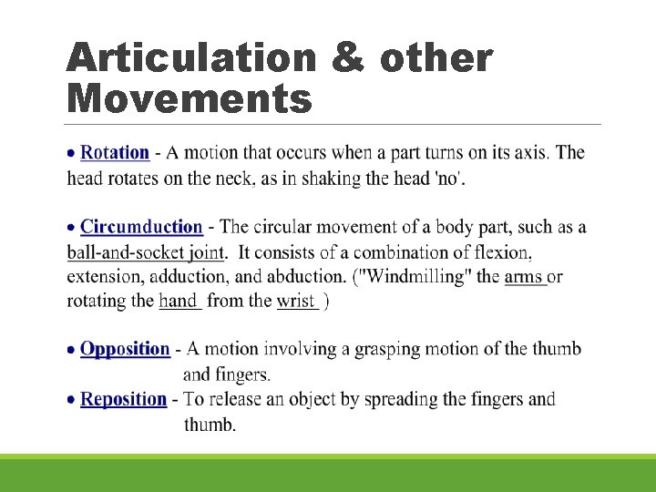 Articulation & other Movements 