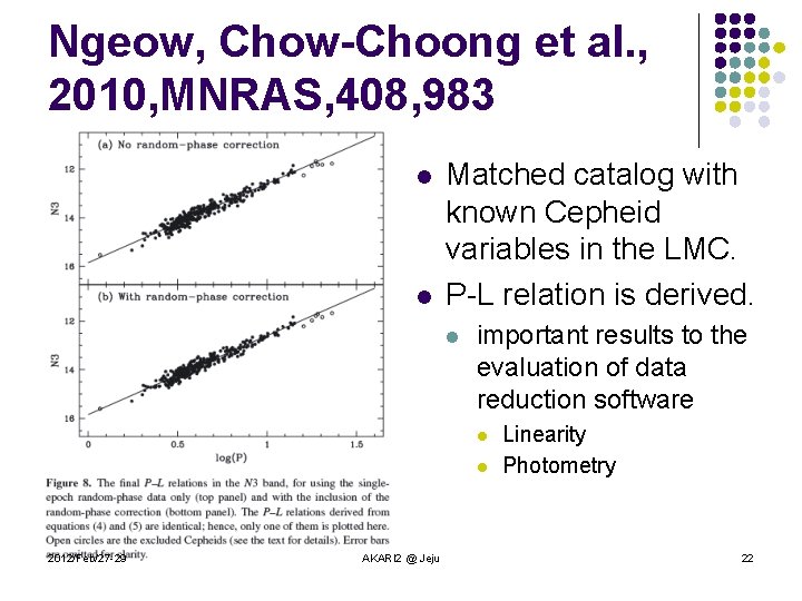 Ngeow, Chow-Choong et al. , 2010, MNRAS, 408, 983 l l Matched catalog with