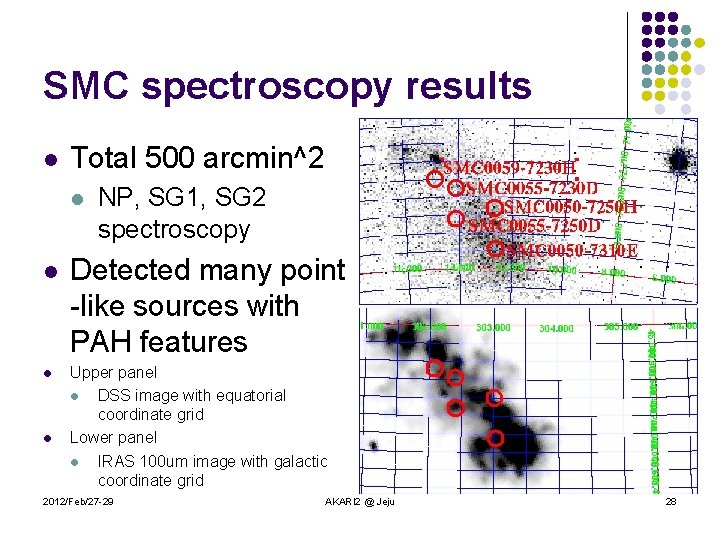 SMC spectroscopy results l Total 500 arcmin^2 l l NP, SG 1, SG 2 SMC spectroscopy results l Total 500 arcmin^2 l l NP, SG 1, SG 2