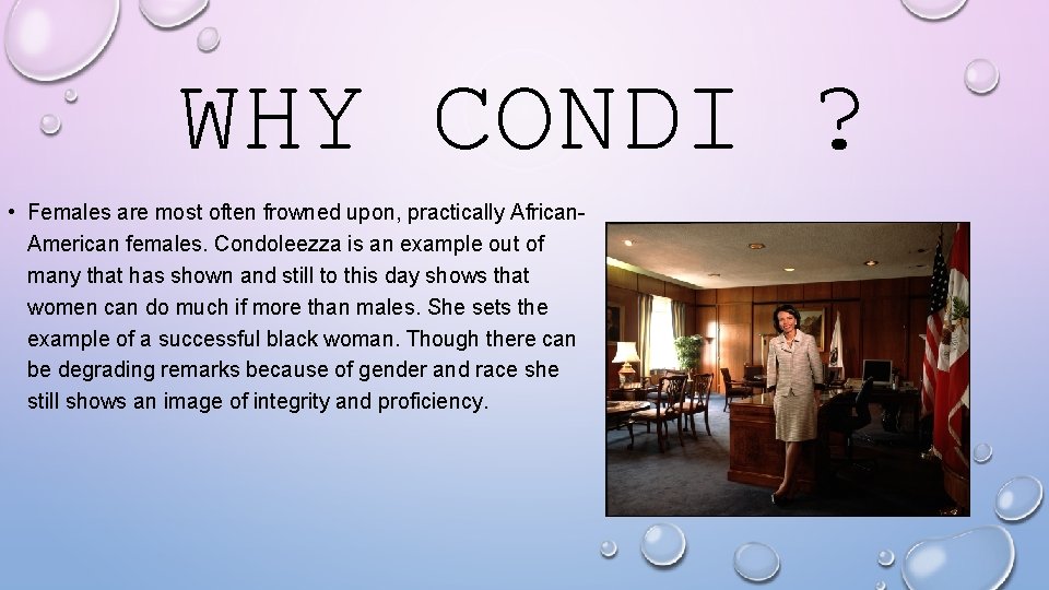 CONDOLEEZZA CONDI RICE MIRANDA 7 TH BLOCK AD