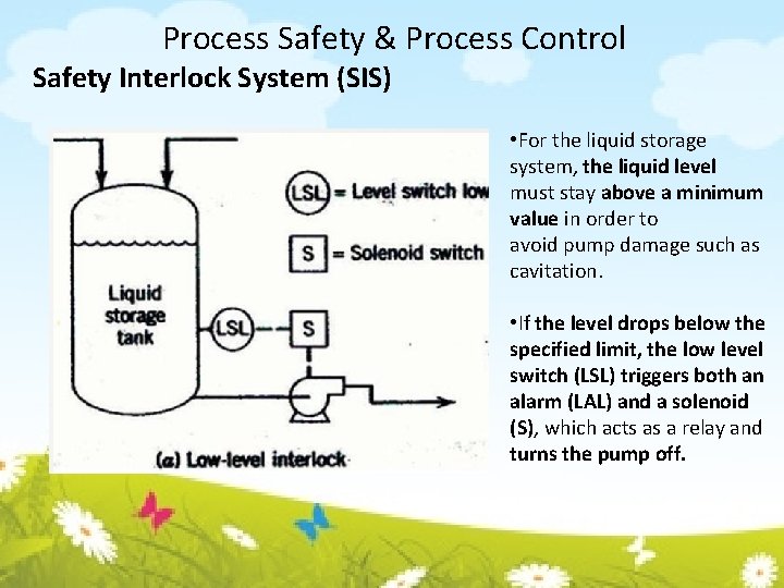 Process Safety & Process Control Safety Interlock System (SIS) • For the liquid storage