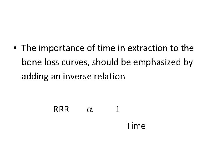  • The importance of time in extraction to the bone loss curves, should