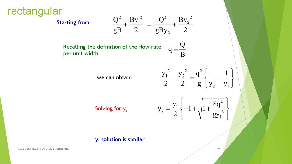 rectangular Starting from Recalling the definition of the flow rate per unit width we