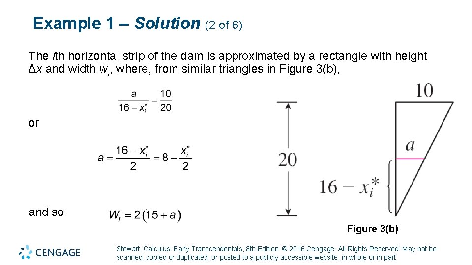 Example 1 – Solution (2 of 6) The ith horizontal strip of the dam Example 1 – Solution (2 of 6) The ith horizontal strip of the dam