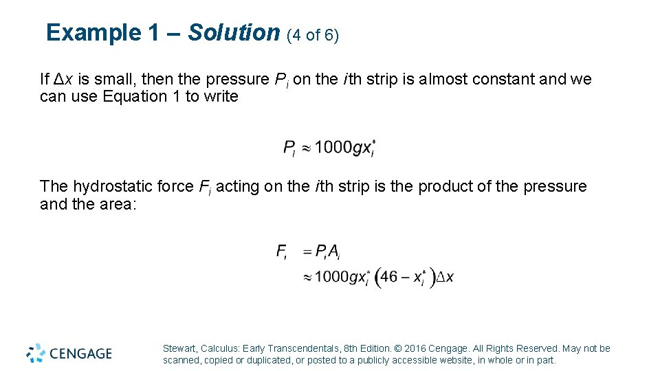 Example 1 – Solution (4 of 6) If Δx is small, then the pressure Example 1 – Solution (4 of 6) If Δx is small, then the pressure