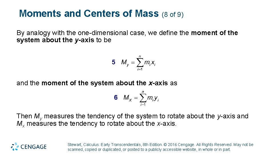 Moments and Centers of Mass (8 of 9) By analogy with the one-dimensional case, Moments and Centers of Mass (8 of 9) By analogy with the one-dimensional case,