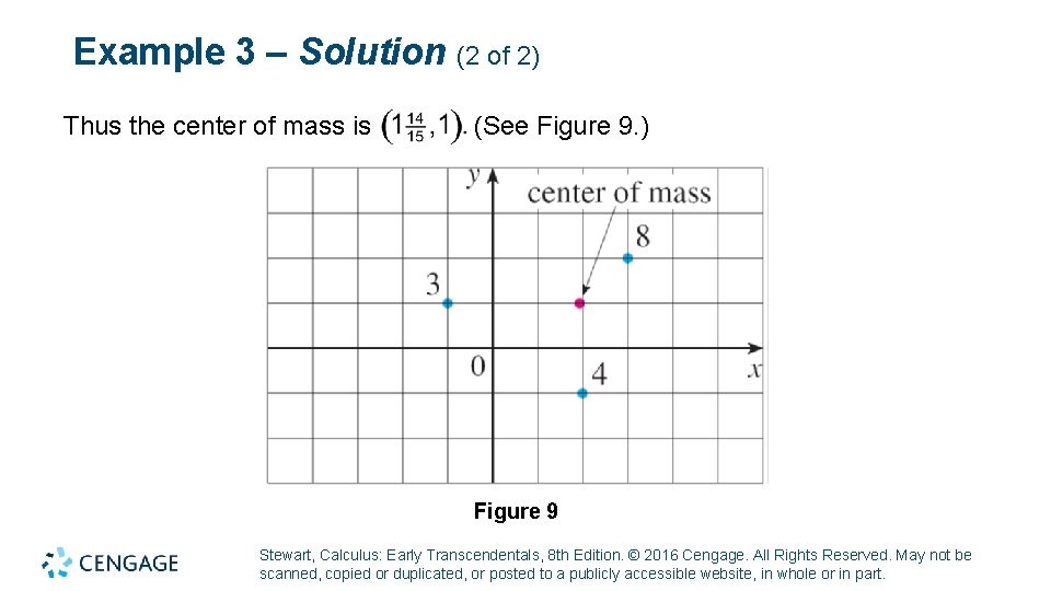 Example 3 – Solution (2 of 2) Thus the center of mass is (See Example 3 – Solution (2 of 2) Thus the center of mass is (See