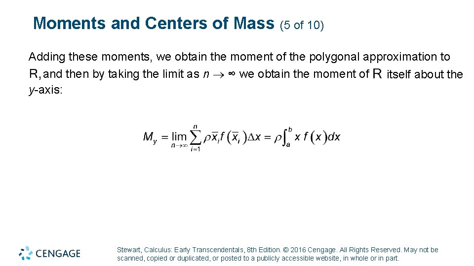 Moments and Centers of Mass (5 of 10) Adding these moments, we obtain the Moments and Centers of Mass (5 of 10) Adding these moments, we obtain the