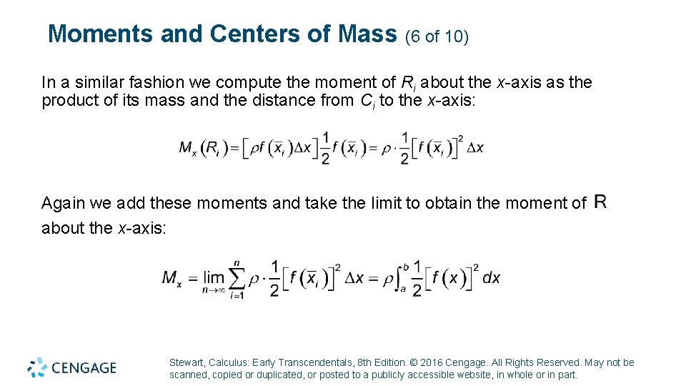 Moments and Centers of Mass (6 of 10) In a similar fashion we compute Moments and Centers of Mass (6 of 10) In a similar fashion we compute
