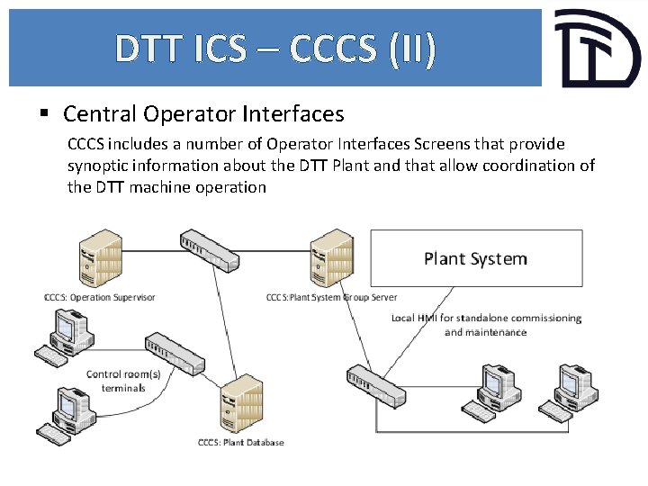 DTT ICS – CCCS (II) § Central Operator Interfaces CCCS includes a number of