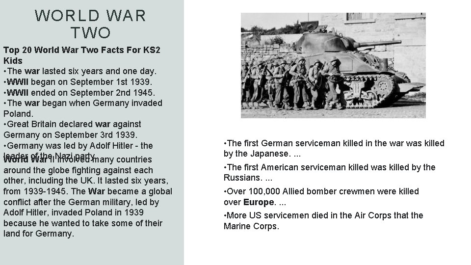 WORLD WAR TWO Top 20 World War Two Facts For KS 2 Kids •