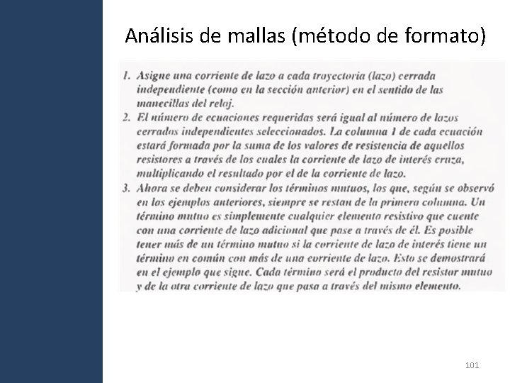 Análisis de mallas (método de formato) 101 Análisis de mallas (método de formato) 101