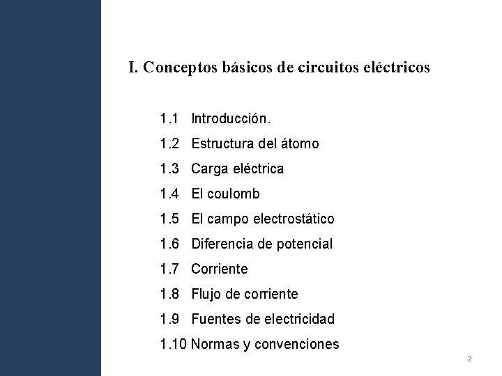 I. Conceptos básicos de circuitos eléctricos 1. 1 Introducción. 1. 2 Estructura del átomo I. Conceptos básicos de circuitos eléctricos 1. 1 Introducción. 1. 2 Estructura del átomo