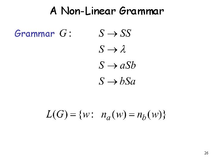 A Non-Linear Grammar 26 