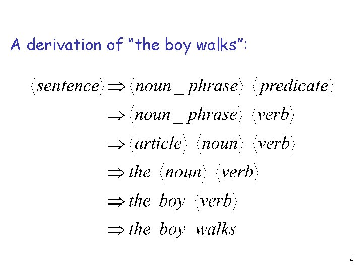 A derivation of “the boy walks”: 4 