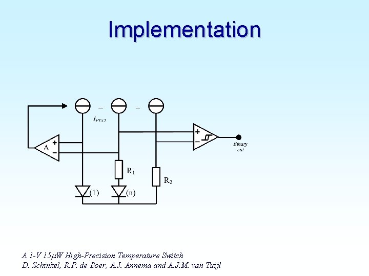 Implementation A 1 -V 15 m. W High-Precision Temperature Switch D. Schinkel, R. P.
