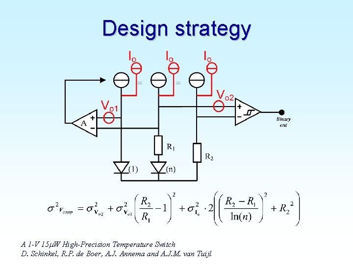 Design strategy A 1 -V 15 m. W High-Precision Temperature Switch D. Schinkel, R.