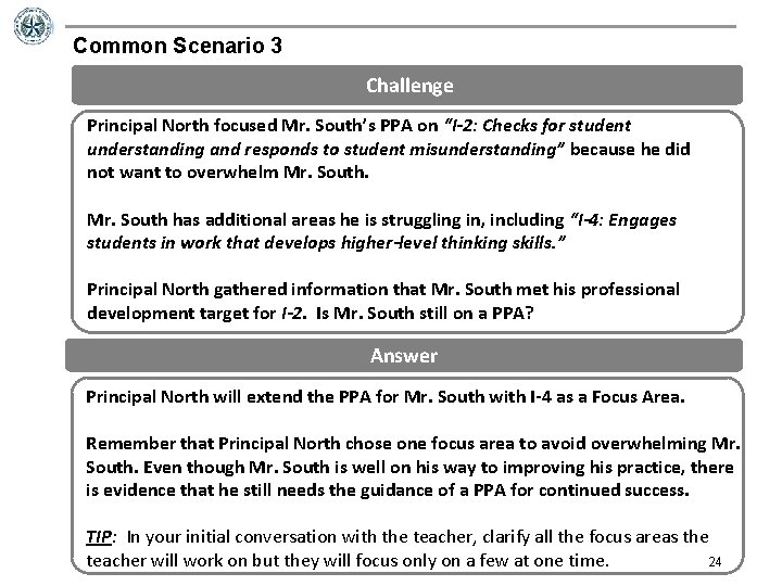 Common Scenario 3 Challenge Principal North focused Mr. South’s PPA on “I-2: Checks for