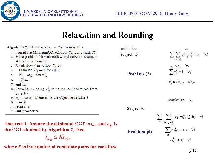 UNIVERSITY OF ELECTRONIC SCIENCE & TECHNOLOGY OF CHINA IEEE INFOCOM 2015, Hong Kong Relaxation