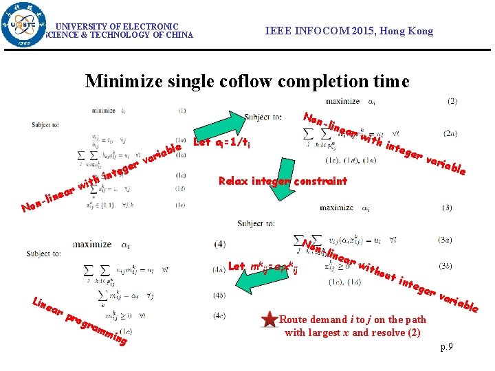 UNIVERSITY OF ELECTRONIC SCIENCE & TECHNOLOGY OF CHINA IEEE INFOCOM 2015, Hong Kong Minimize