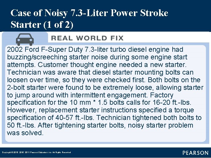 Case of Noisy 7. 3 -Liter Power Stroke Starter (1 of 2) 2002 Ford