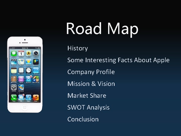 Road Map History Some Interesting Facts About Apple Company Profile Mission & Vision Market