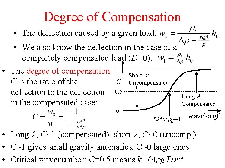 Degree of Compensation • The deflection caused by a given load: • We also