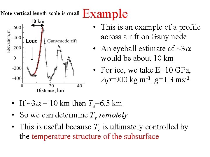 Note vertical length scale is small 10 km Load Example • This is an