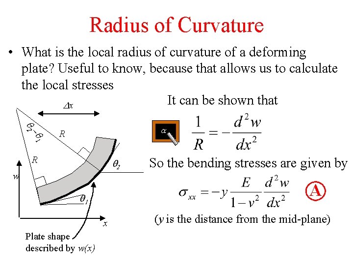 Radius of Curvature • What is the local radius of curvature of a deforming