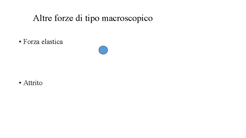 Altre forze di tipo macroscopico • Forza elastica • Attrito Altre forze di tipo macroscopico • Forza elastica • Attrito