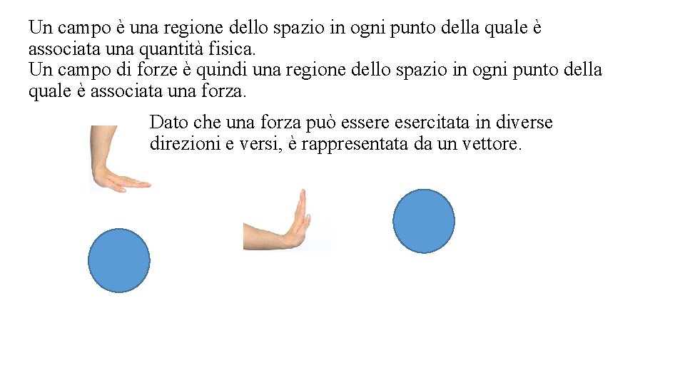 Un campo è una regione dello spazio in ogni punto della quale è associata Un campo è una regione dello spazio in ogni punto della quale è associata