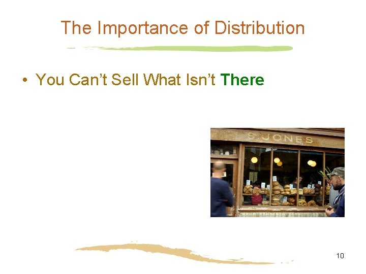 The Importance of Distribution • You Can’t Sell What Isn’t There 10 