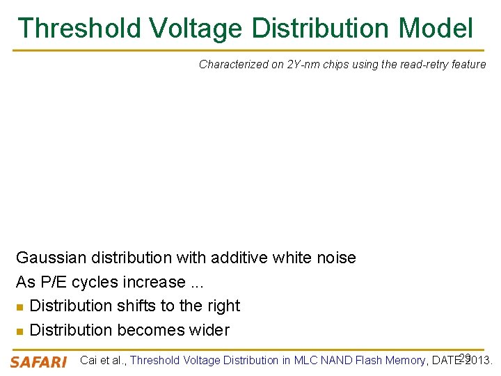 Threshold Voltage Distribution Model Characterized on 2 Y-nm chips using the read-retry feature Gaussian