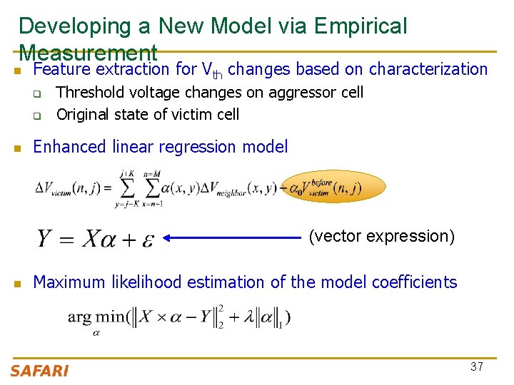 Developing a New Model via Empirical Measurement n Feature extraction for Vth changes based