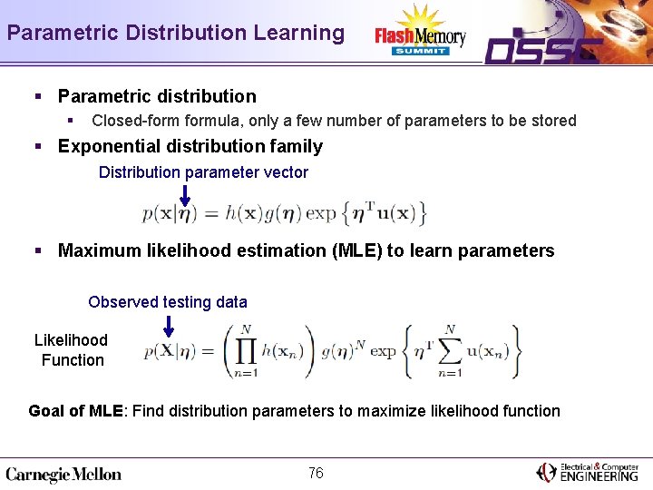 Parametric Distribution Learning § Parametric distribution § Closed-formula, only a few number of parameters