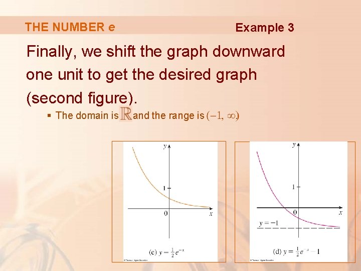 THE NUMBER e Example 3 Finally, we shift the graph downward one unit to