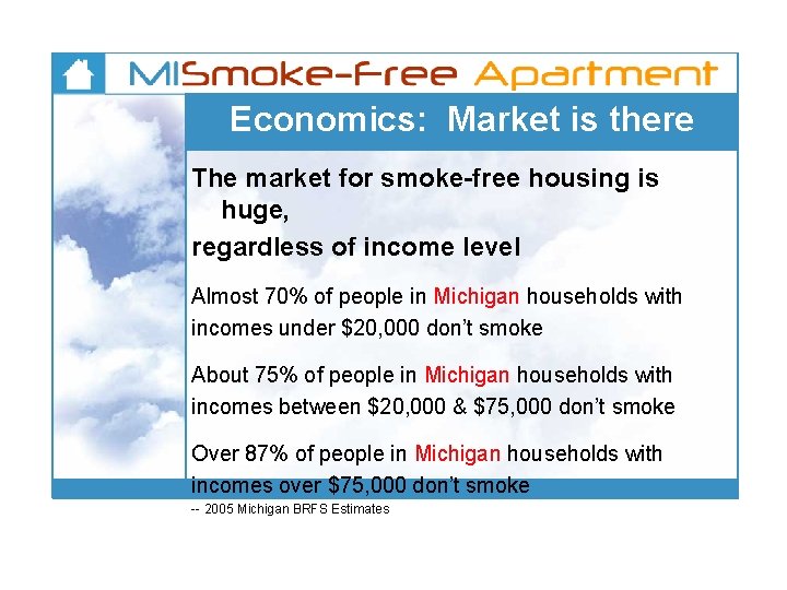 Economics: Market is there The market for smoke-free housing is huge, regardless of income