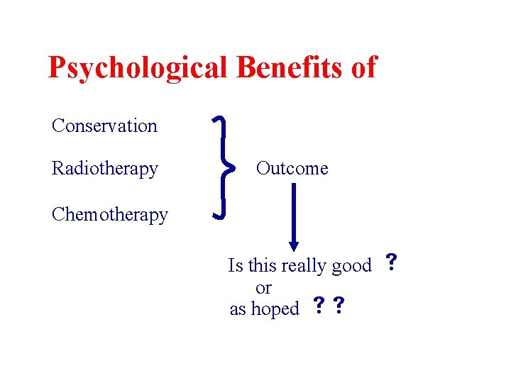 Psychological Benefits of Conservation Radiotherapy Outcome Chemotherapy Is this really good s or as Psychological Benefits of Conservation Radiotherapy Outcome Chemotherapy Is this really good s or as