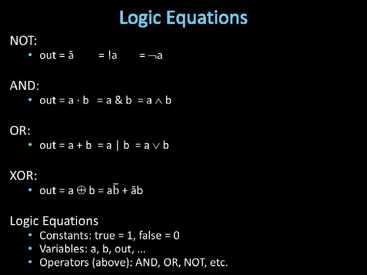 Logic Equations 